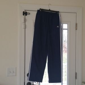 Navy blue and white stripes.